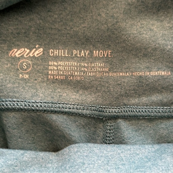 NWT, Aerie Chill. Play. Move. High Rise Color Block Green/Gray Leggings, Small - Picture 2 of 9